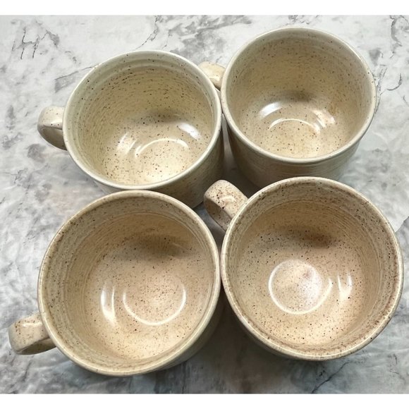 Churchill Homespun Cups and Saucers Set of 4 Speckled Brown Coffee Mugs MCM - Picture 11 of 11